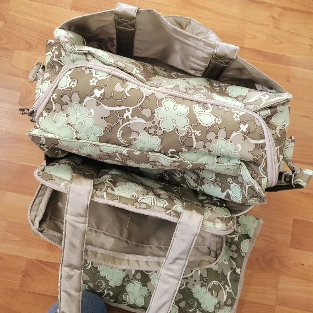 JuJuBe Be Prepared Diaper Bag Weekender Bag Floral Green Large